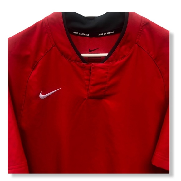 NWOT Nike Men's Size Small Red Baseball Batting Warm Up Pullover Shirt - Picture 3 of 13
